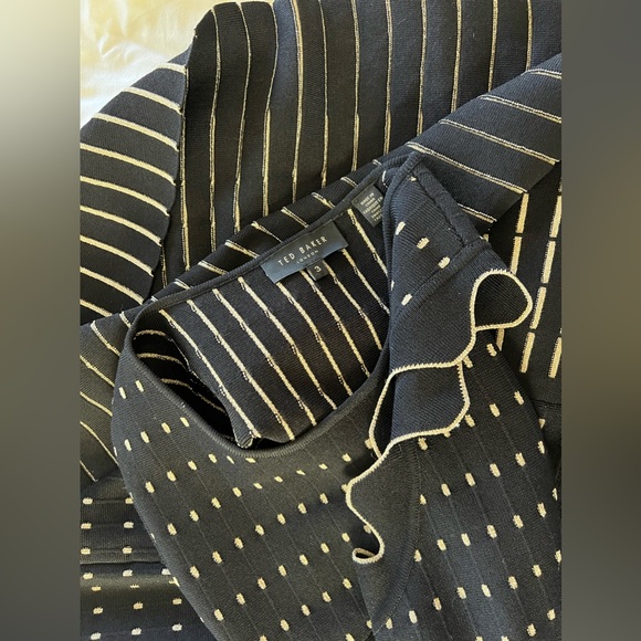 TED BAKER  London black & gold dress size 3 - Picture 10 of 11